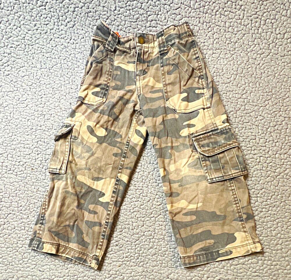 Carter's Cargo Pants Unisex Toddler Size 3T Camouflage Gray & Tan Elastic Waist